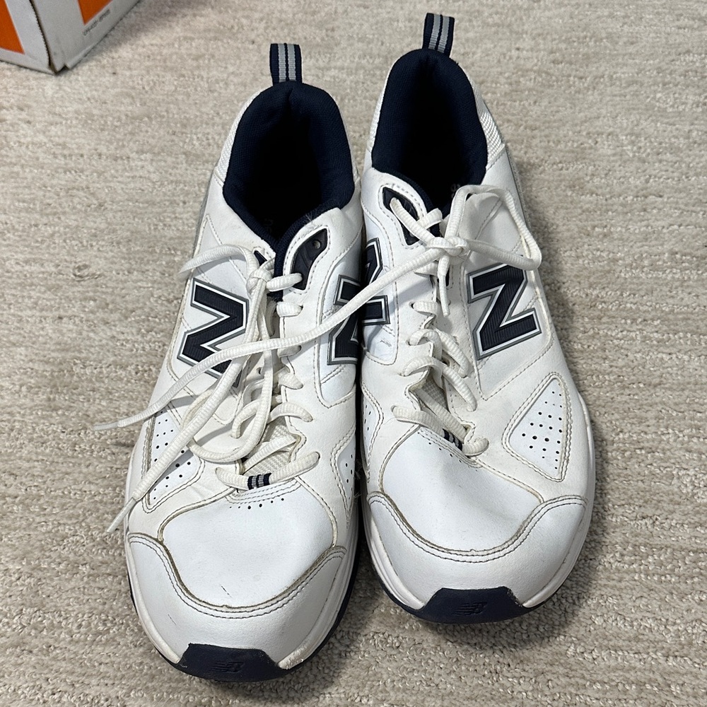 New Balance White and Navy Sneakers